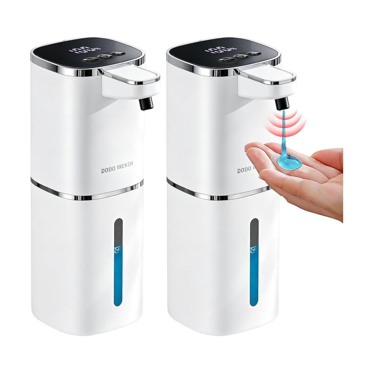 2 Pack Automatic Liquid Soap Dispenser, USB Rechargeable | , 13.5oz/400mL, 9-Adjustable Liquid Levels, IPX5 Waterproof