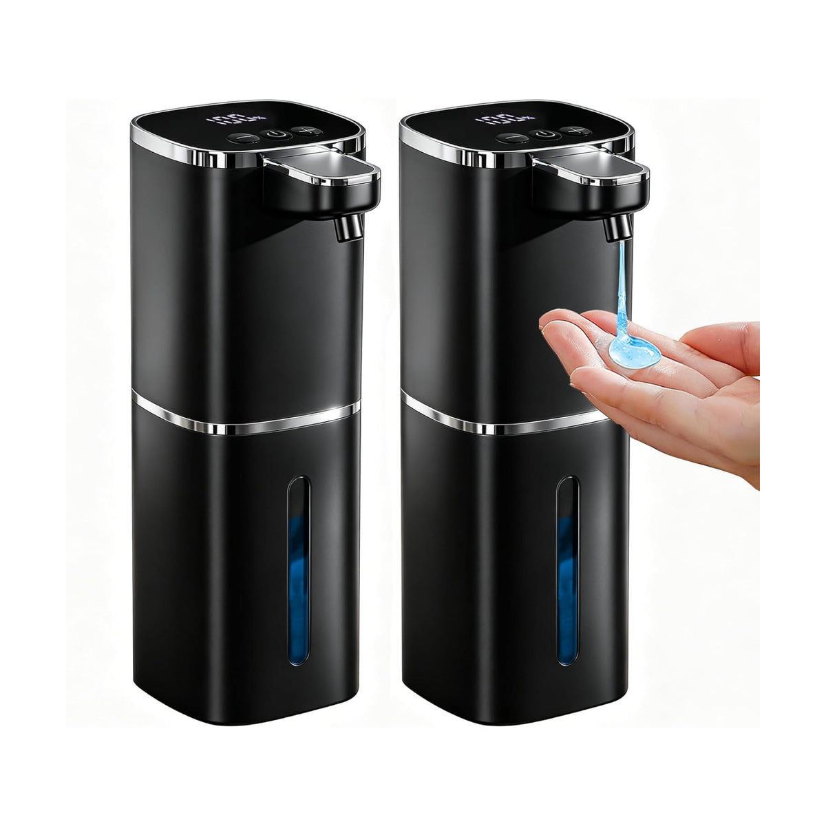 2 Pack Automatic Soap Dispenser Touchless, Rechargeable | Liquid Soap Dispenser 9 Adjustable Levels,13.5oz/400mL,IPX5