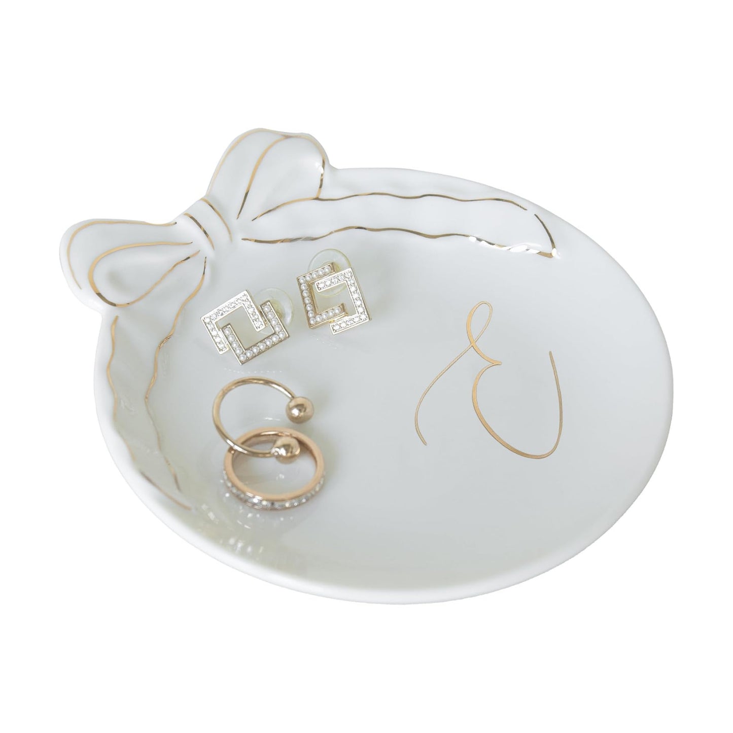 Personalized Initial Ceramic Jewelry Tray / E