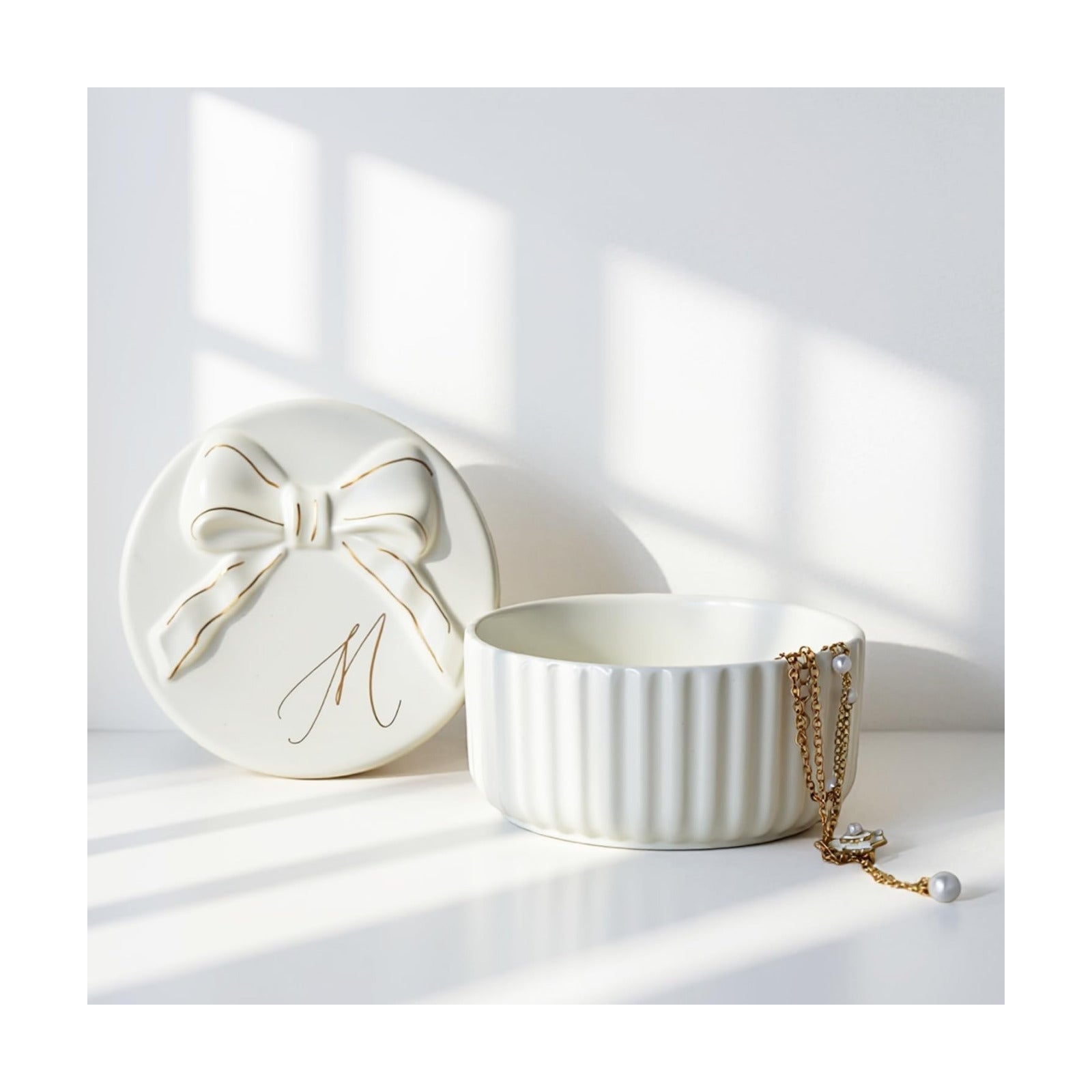 Monogram Ceramic Jewelry Box / M