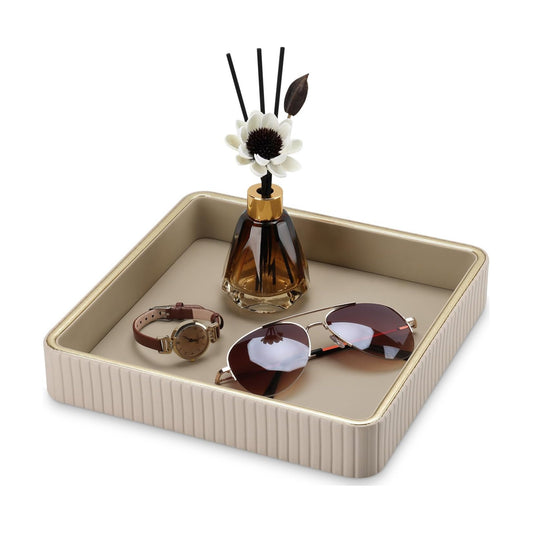 Square Perfume Tray Nightstand Organizer / Beige