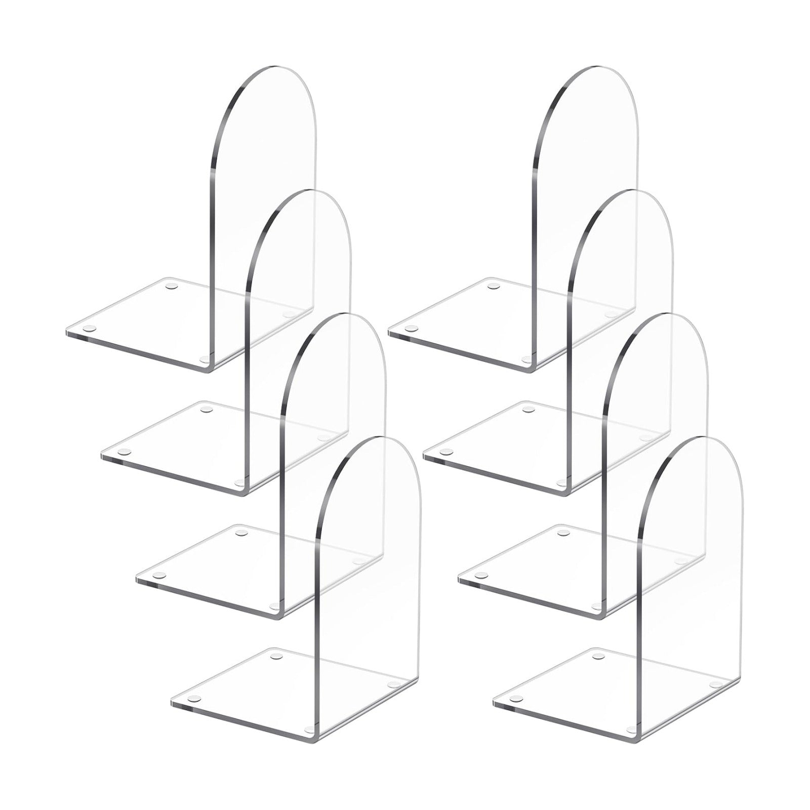 Acrylic Bookends / Bookend Holders / Clear / Set of 8