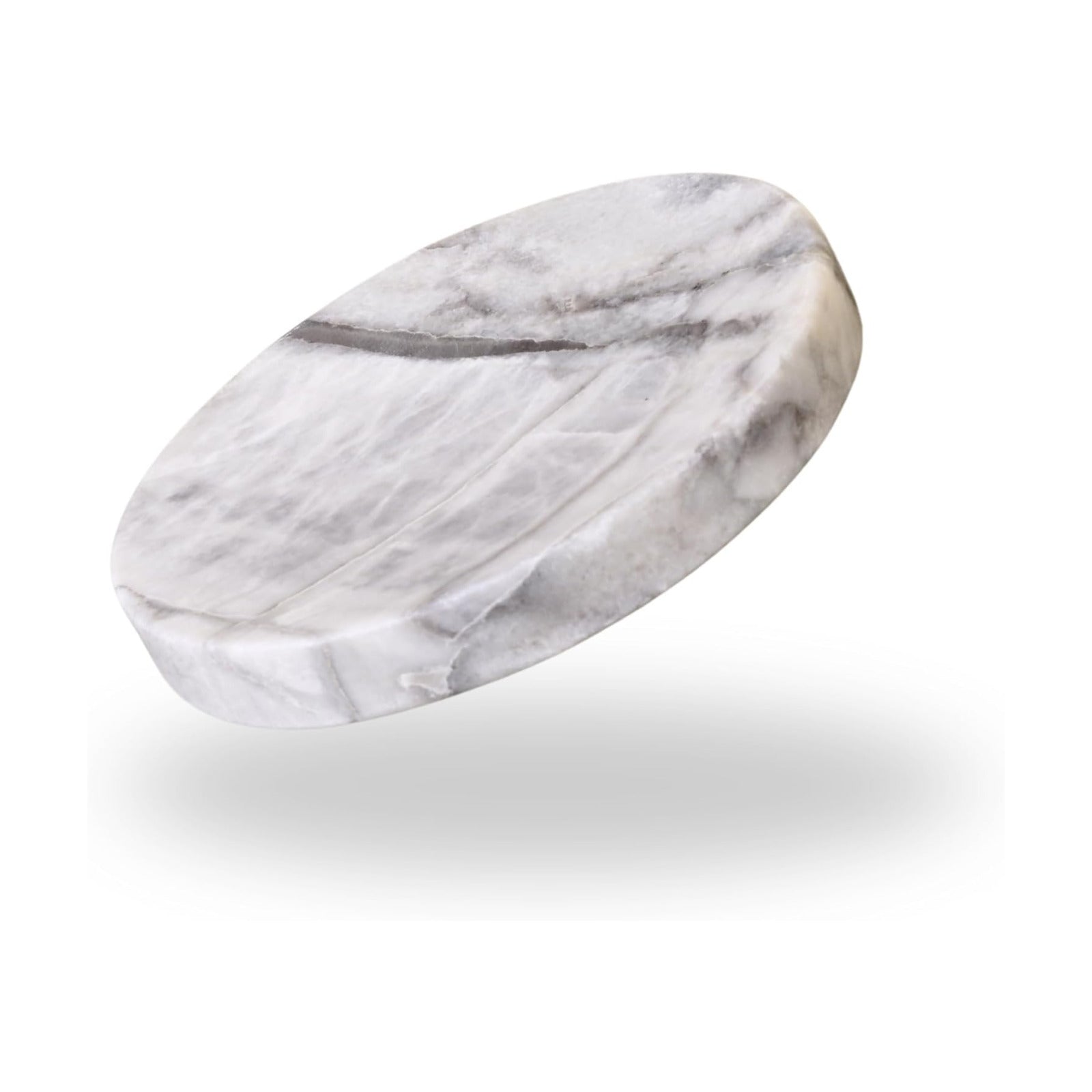Round Marble Dish Tray- Grey Marble / Natural