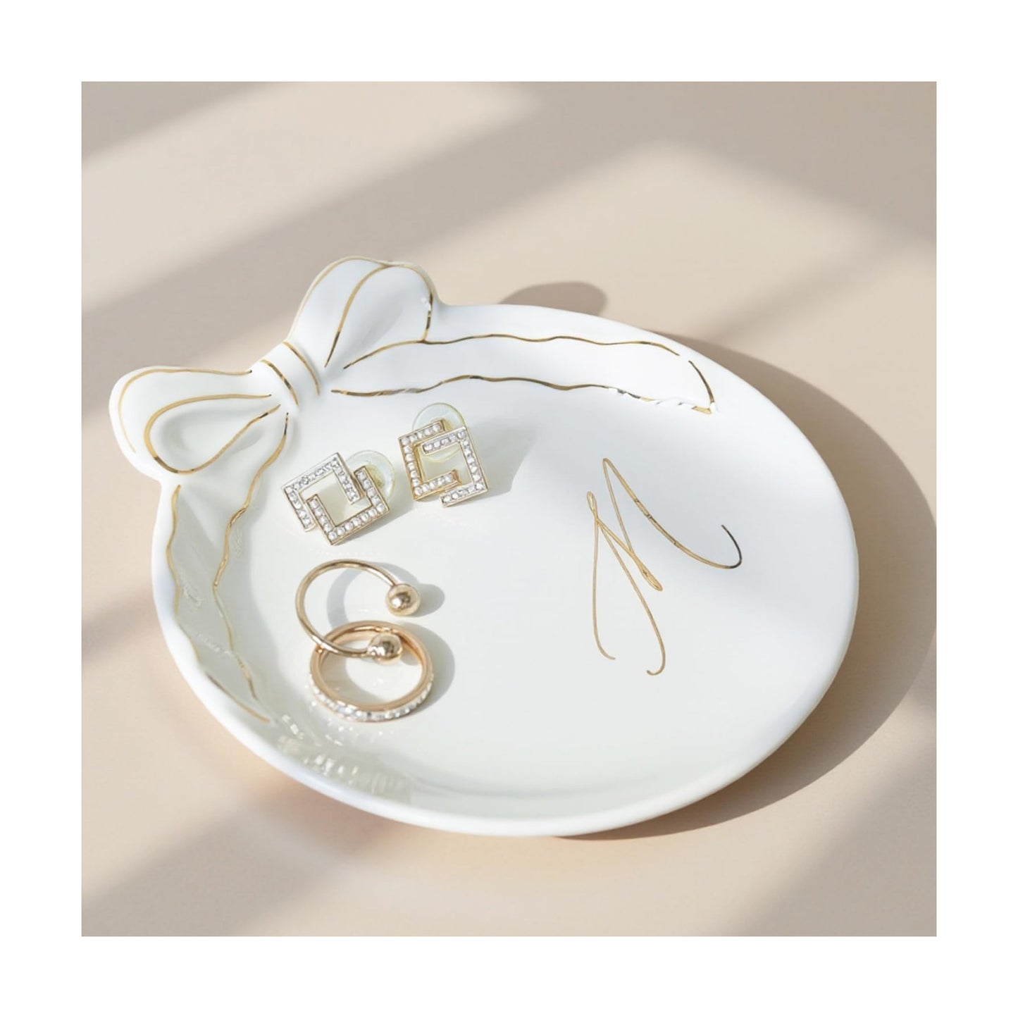 Custom Initial Ceramic Jewelry Tray / M