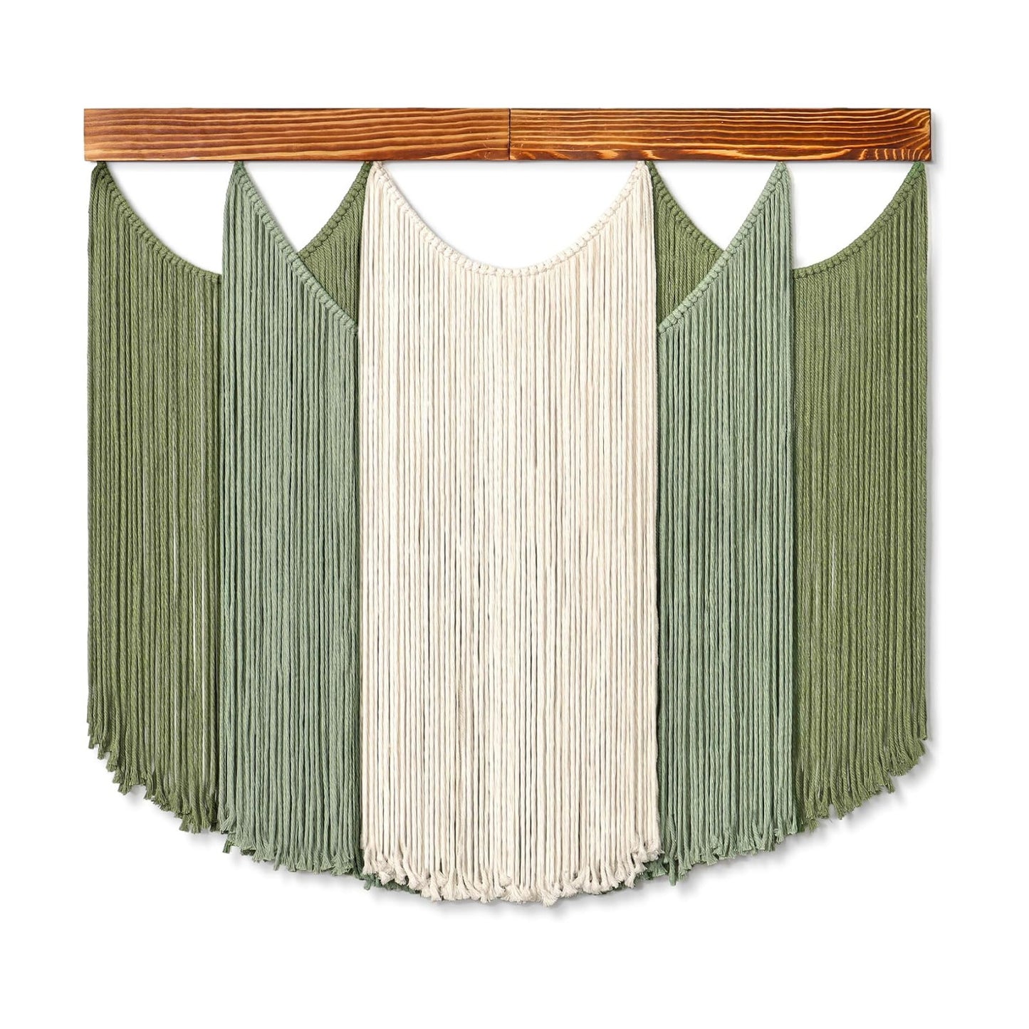Macrame Wall Hanging Dip-Dyed Large Boho Wall Decor Yarn Tapestry Handmade Sage Woven / Green