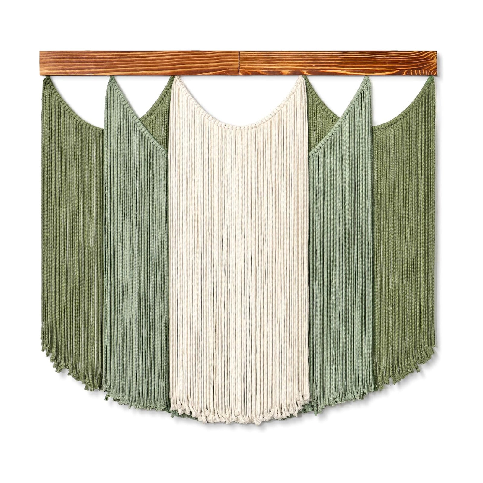 Macrame Wall Hanging Dip-Dyed Large Boho Wall Decor Yarn Tapestry Handmade Sage Woven / Green