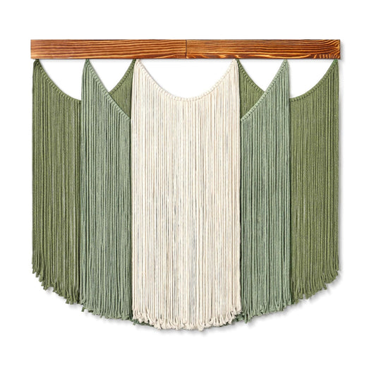 Macrame Wall Hanging Dip-Dyed Large Boho Wall Decor Yarn Tapestry Handmade Sage Woven / Green