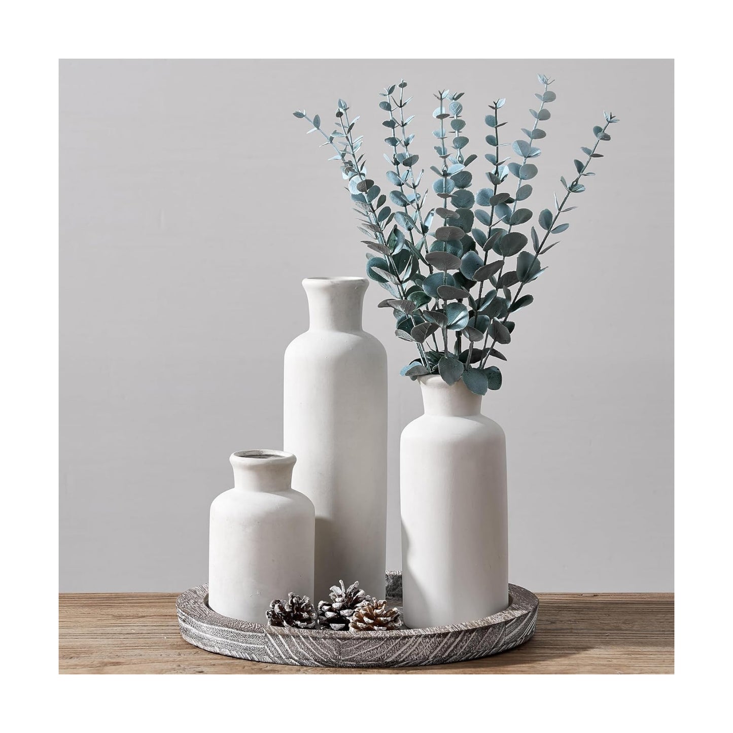 Ceramic Vase / Rustic Pottery Vase for Your / Antique-white / Set of 3