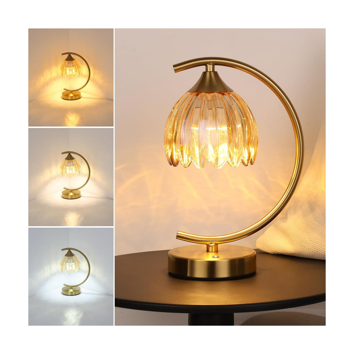 Shenmoyl Tulip Table Lamp, 5200mAh Cordless Touch Control Table Lamp with 3 Color Temps & Stepless Dimming