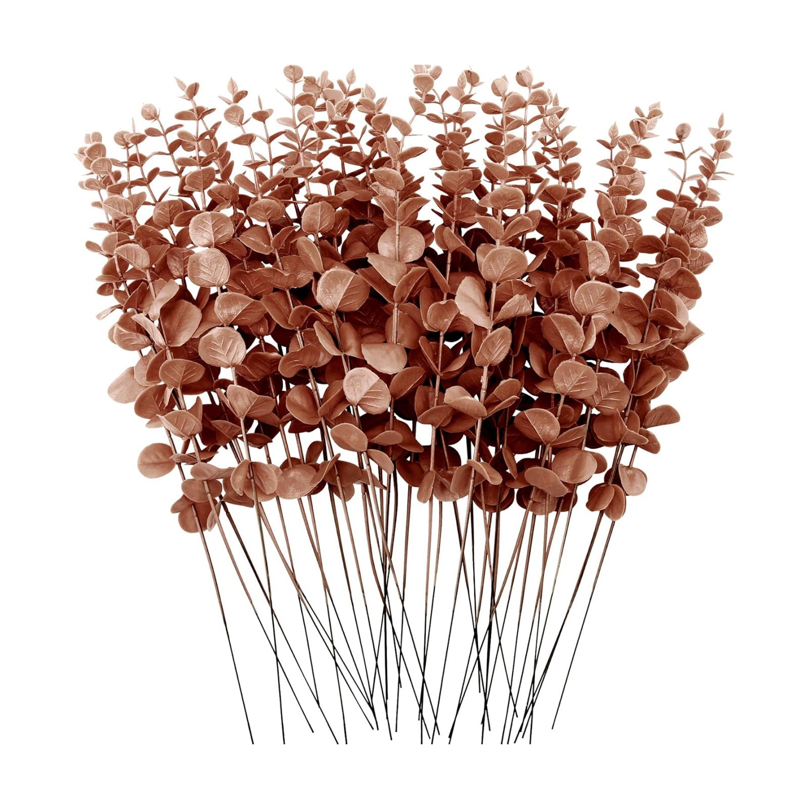 Artificial Eucalyptus Stems Leaves Faux Eucalyptus Stems Branches / Dark Brown / 15 Inch / Set of 36