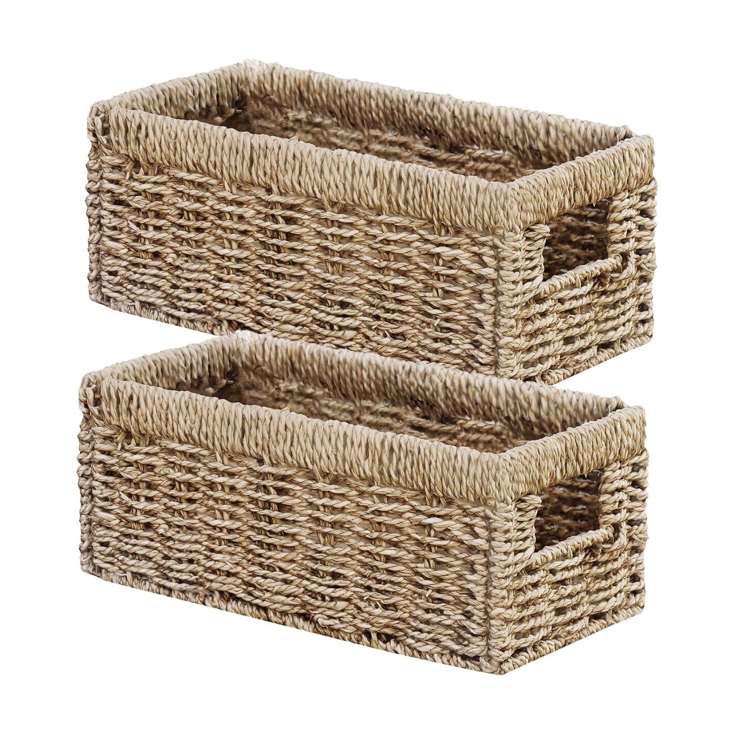 Hand-Woven Small Storage Baskets / Sea Grass / 13.2"D x 8"W x 6.5"H
