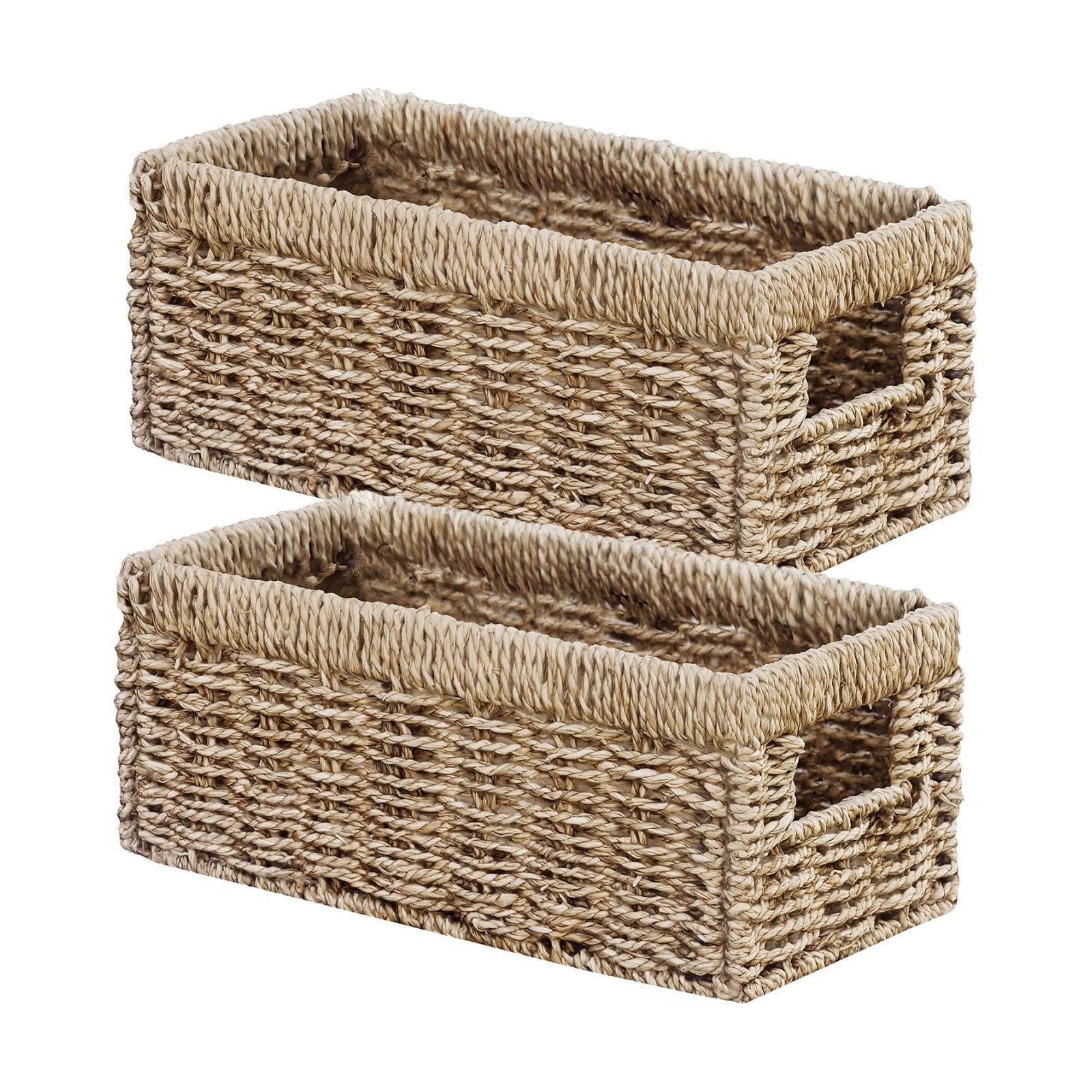 Hand-Woven Small Storage Baskets / Sea Grass / 13.2"D x 8"W x 6.5"H