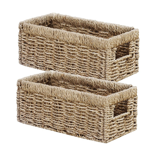 Hand-Woven Small Storage Baskets / Sea Grass / 13.2"D x 8"W x 6.5"H