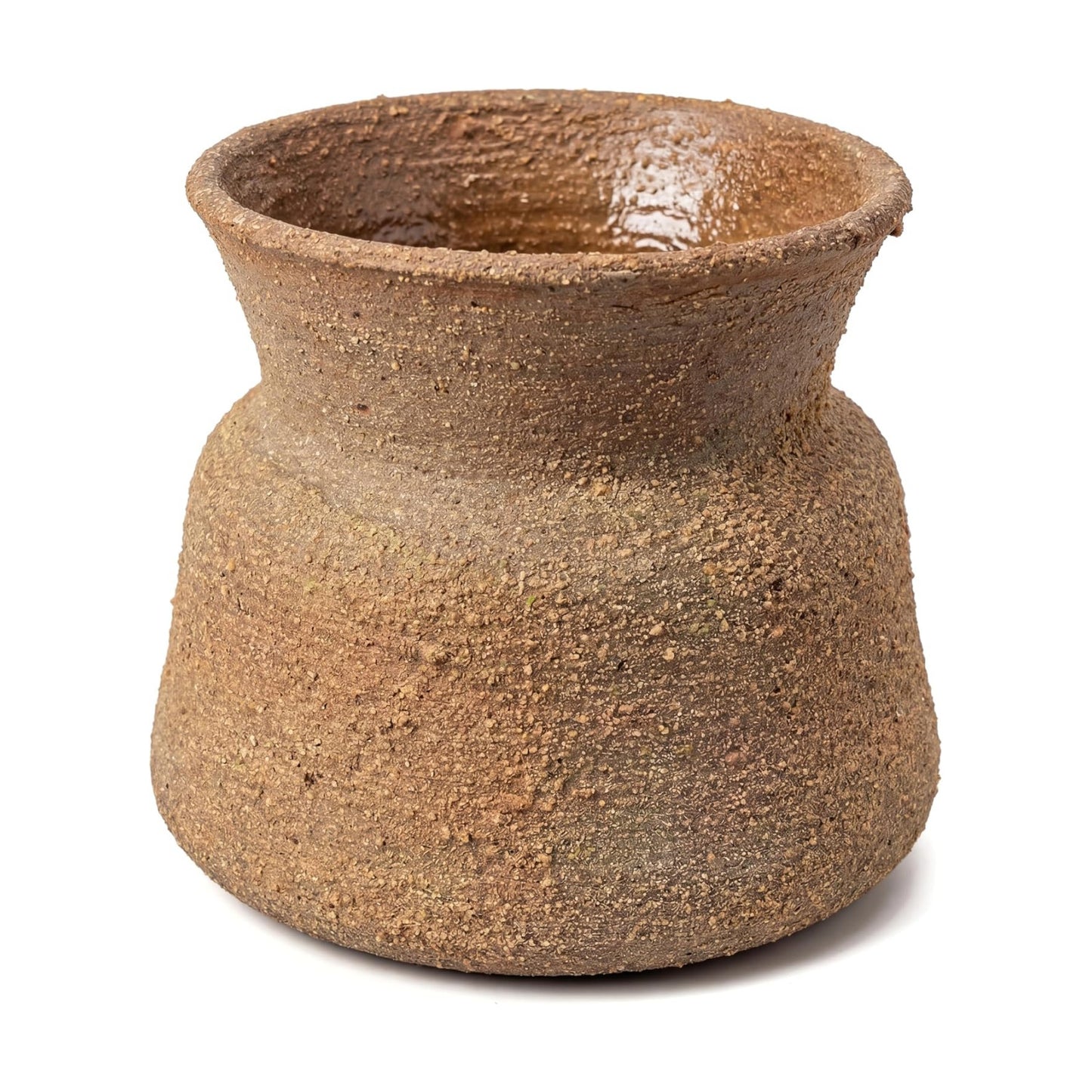 Rustic Wide Mouth Ceramic Flower Vase Home Decor / Dark Brown2 / 6 Inch