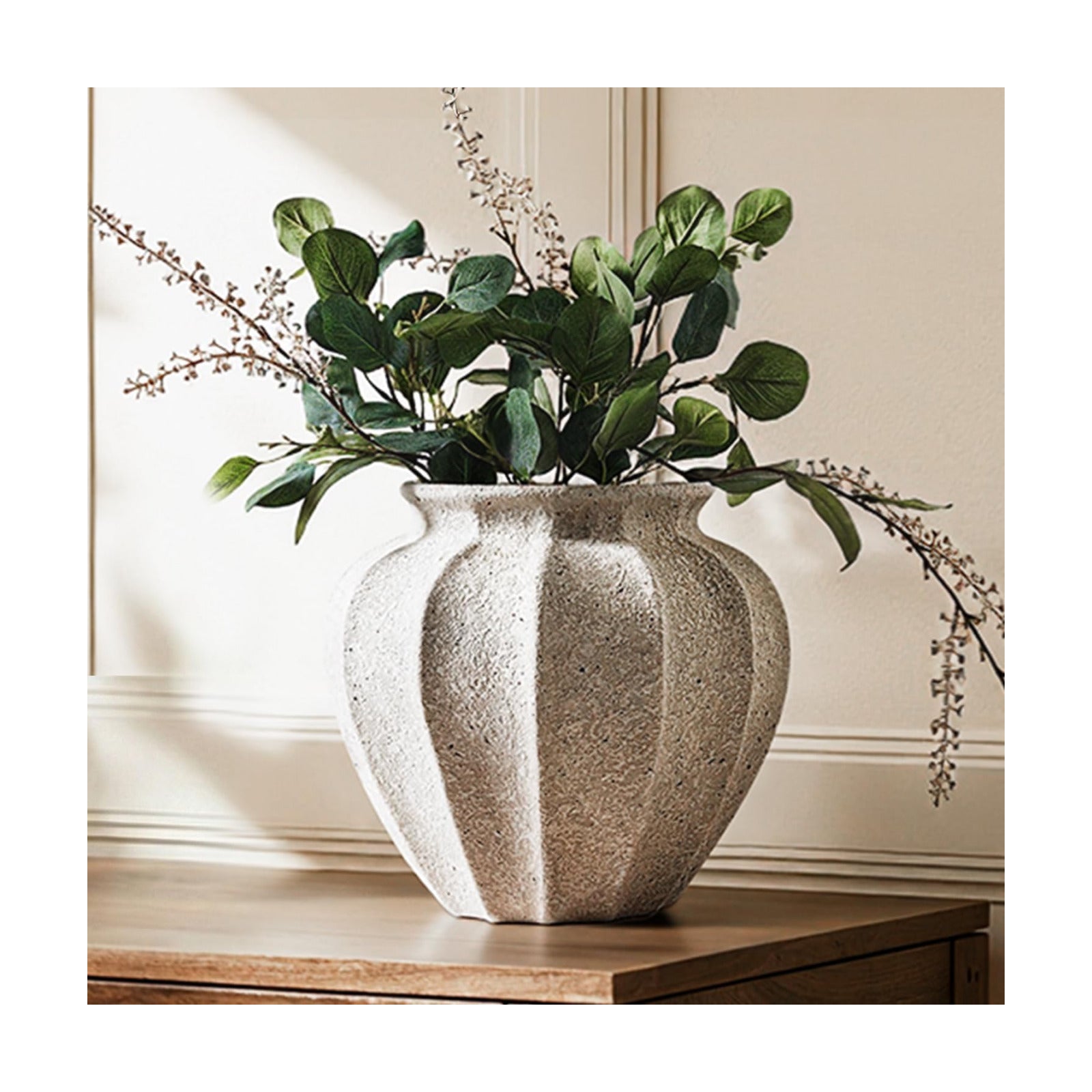 Ceramic Vase / Weathered White / 11.3 Inch