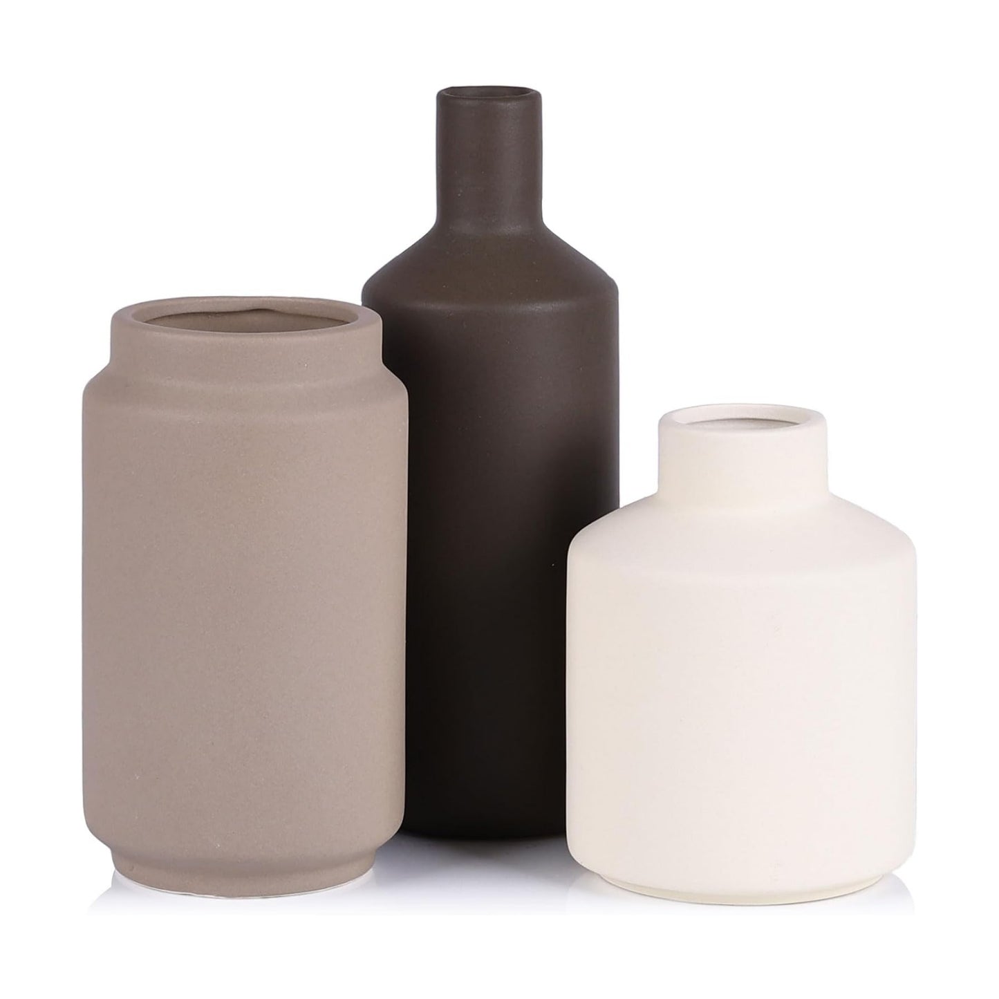 Ceramic Vase / Boho Decor Small Flower Vase / Multi Brown / Set of 3