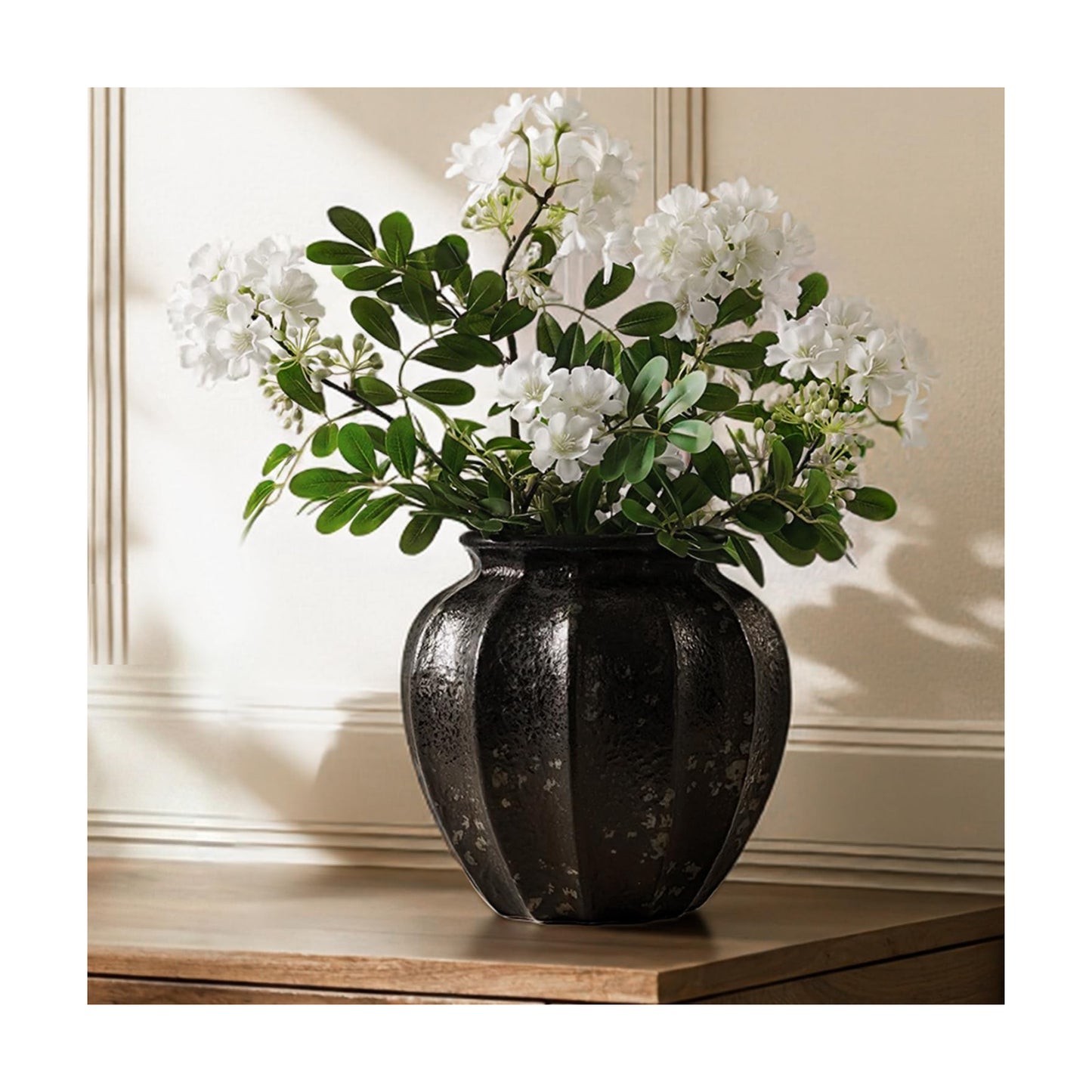 Ceramic Vase / Distressed Iron Black / 9 Inch