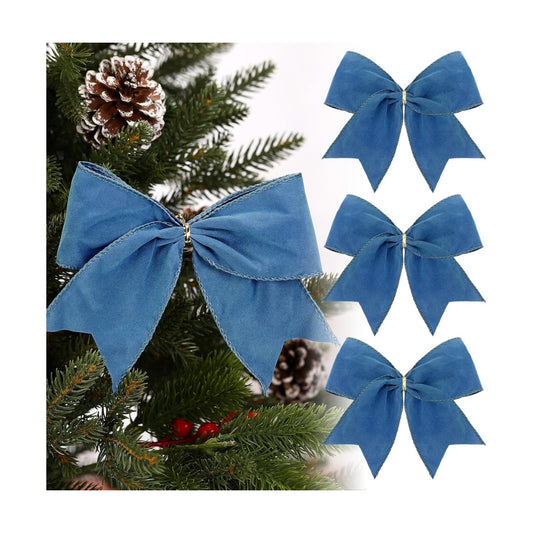 Janinka 12 Pcs 6 Inch Christmas Velvet Bows for Wreath Decor, Dusty Blue
