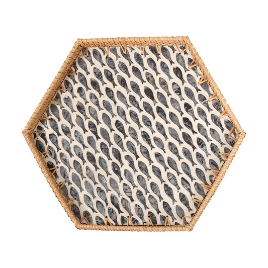Hexagon Rattan Tray / Little Blackfish