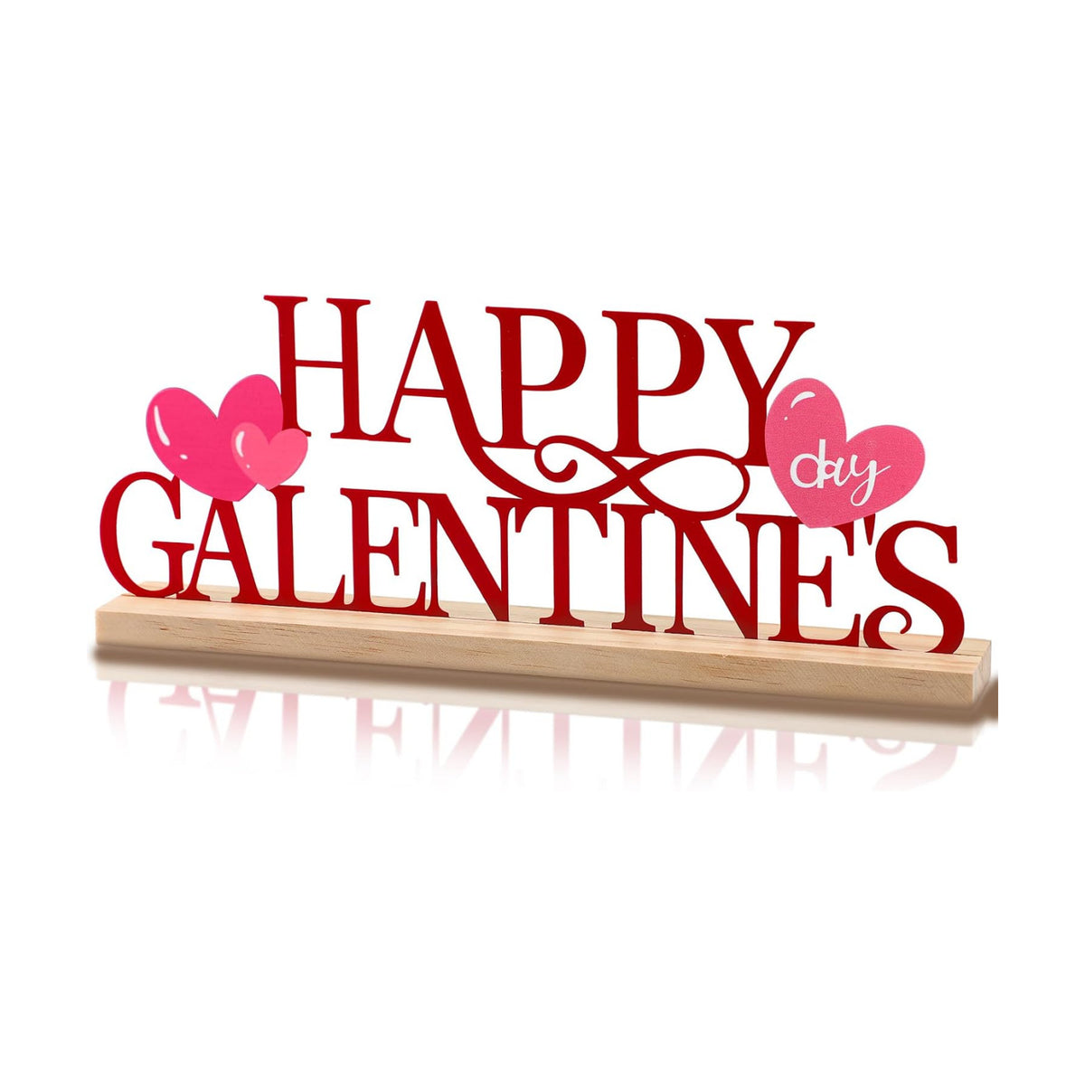 Cinnvoice Happy Galentine's Day Decorations Meta Happy Galentines Letter Table Sign Farmhouse Friendship Valentine Tabletop Decorations with Wooden Base for Holiday Mantel Home Party Supplies