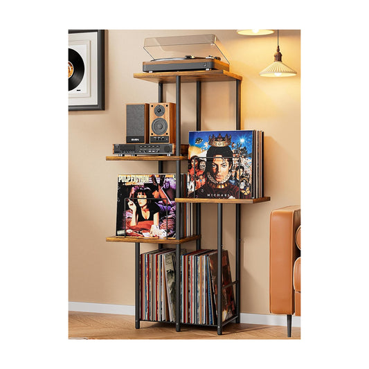 Record Player Stand, Vinyl Record Storage Holder with Display Shelf, Turntable Stand Table with Vinyl Organizer
