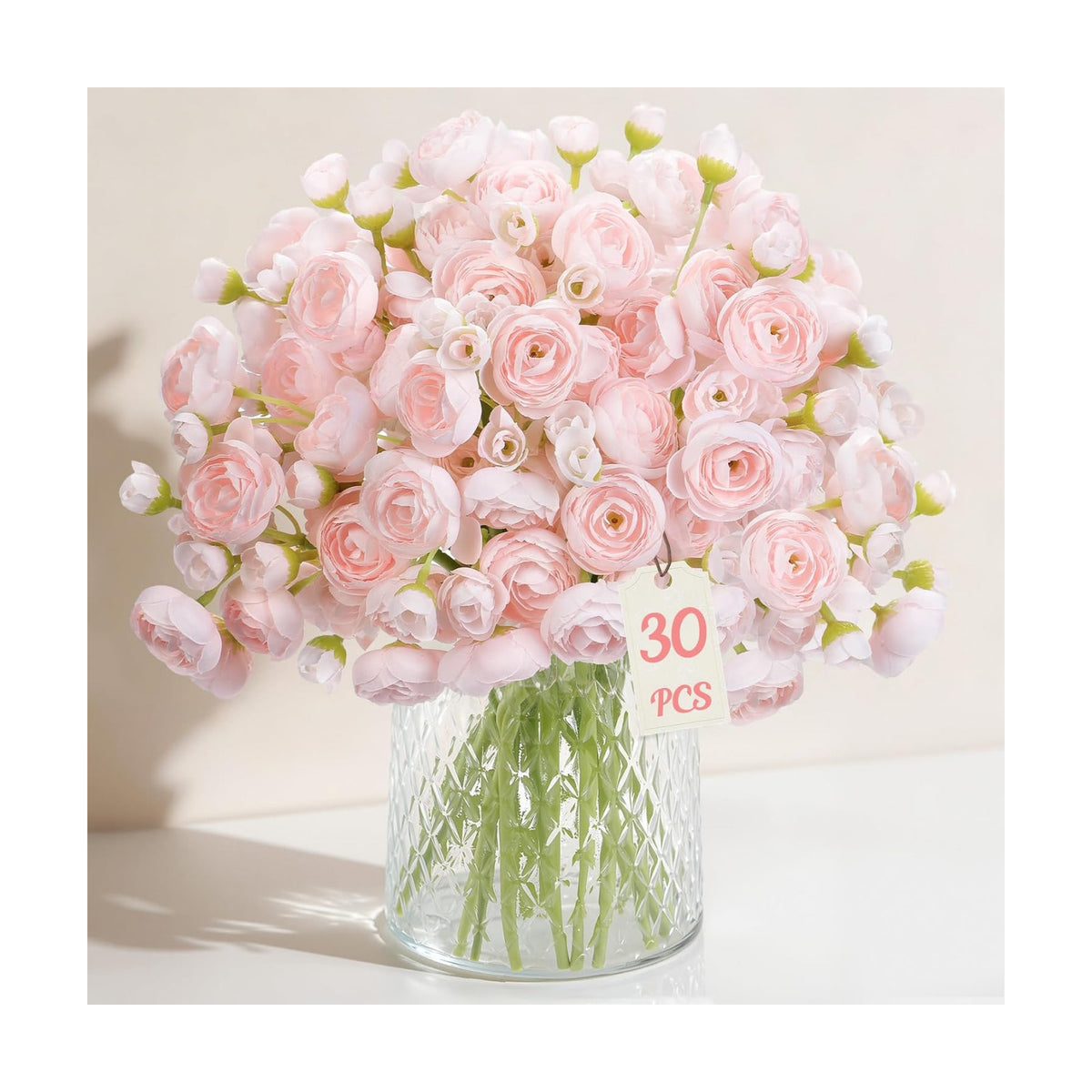 Alupssuc 30Pcs Ranunculus Artificial Flowers Faux Silk Mini Flowers Indoor