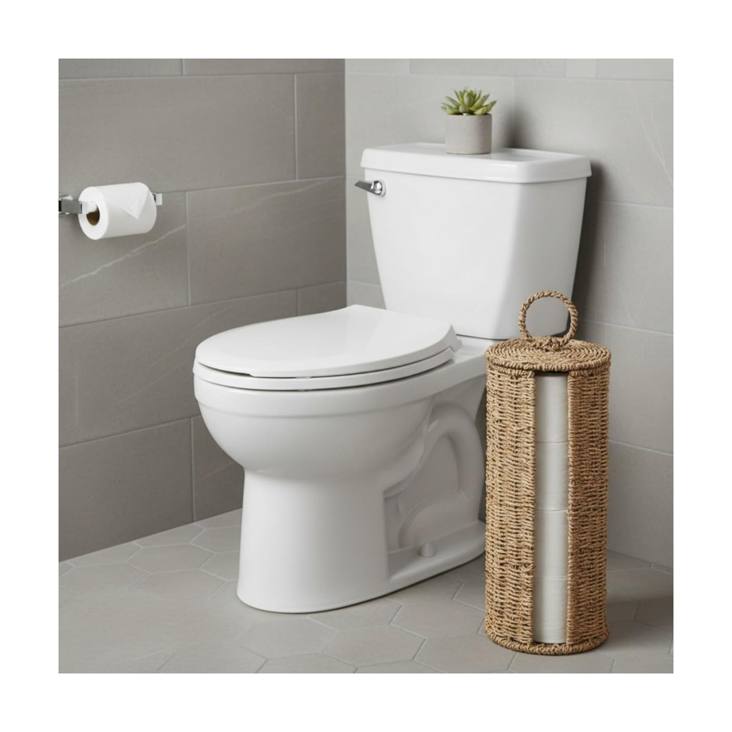 Woven Basket Stand / Wicker Toilet Paper Holder