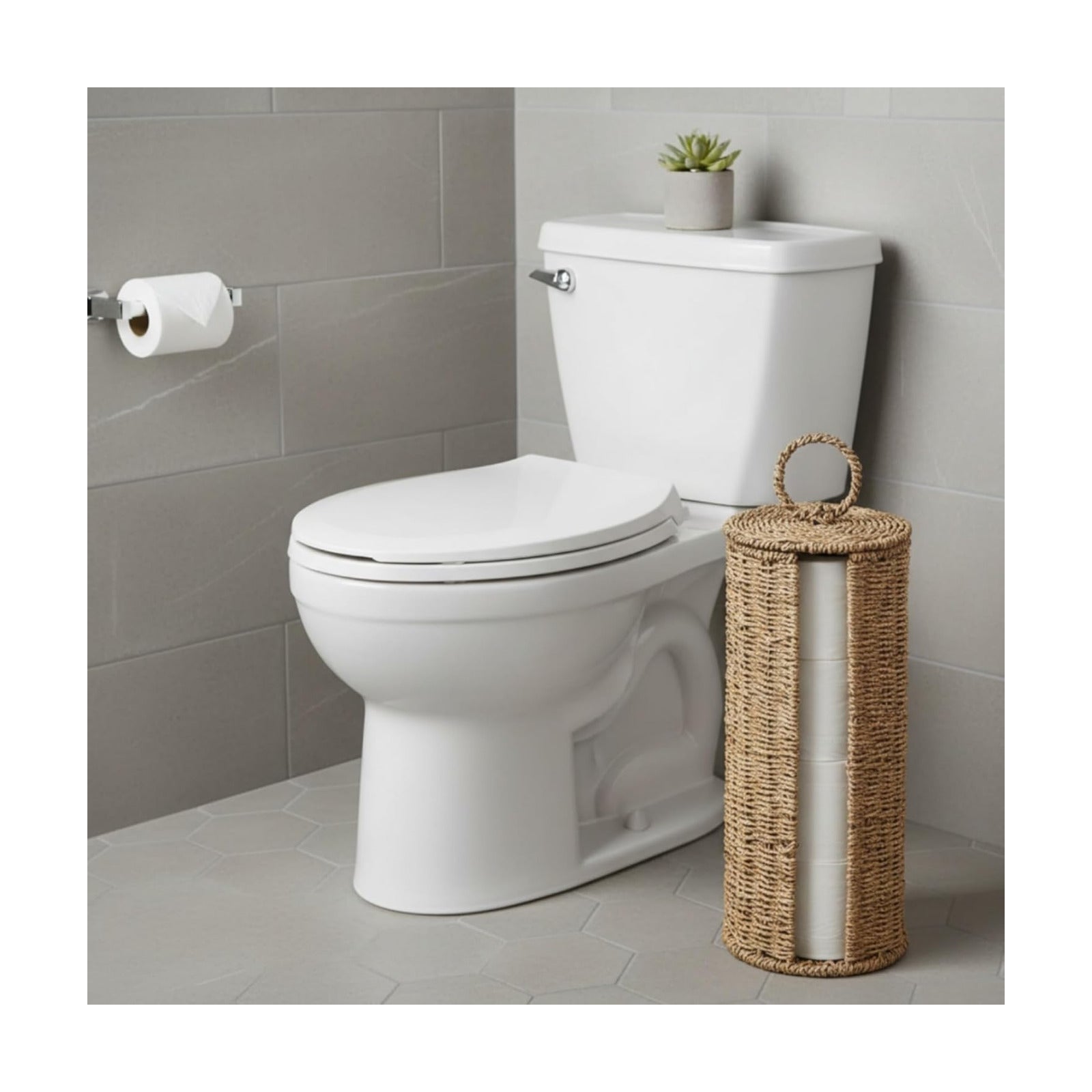 Woven Basket Stand / Wicker Toilet Paper Holder