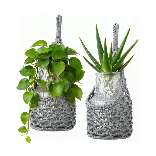 Macrame Wall Plant Hanger / Gray / 6-inch / 6 Inch