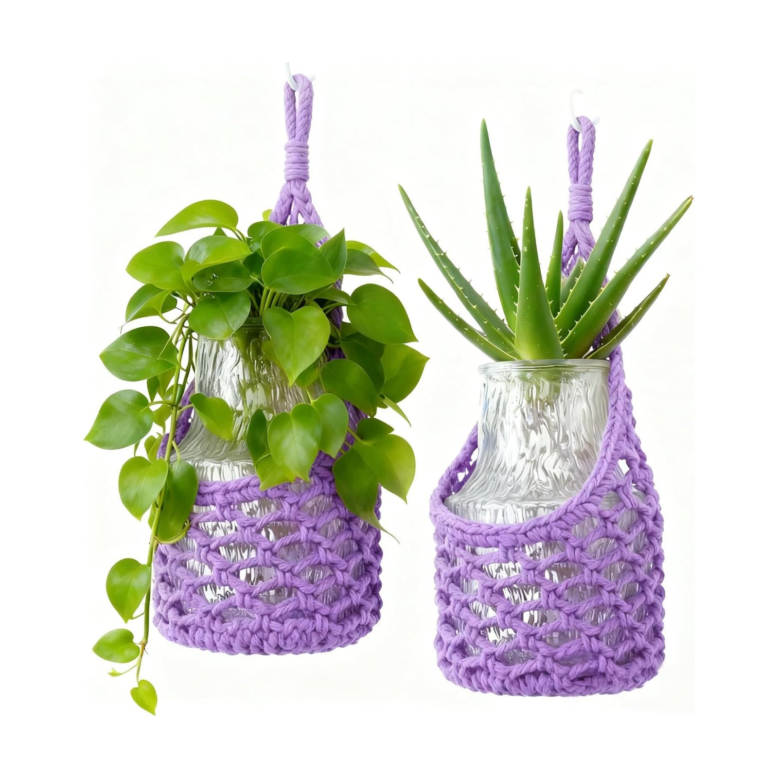 Macrame Wall Plant Hanger / Purple / 6-inch / 6 Inch