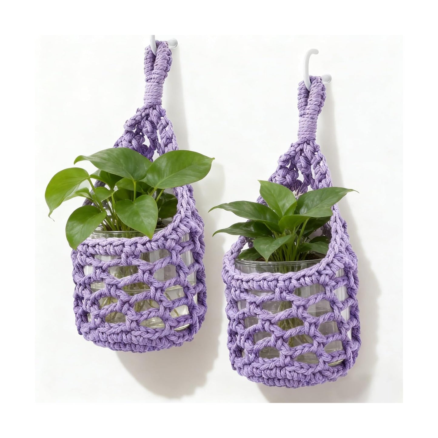 Macrame Wall Plant Hanger / Purple / 4-inch / 4 Inch