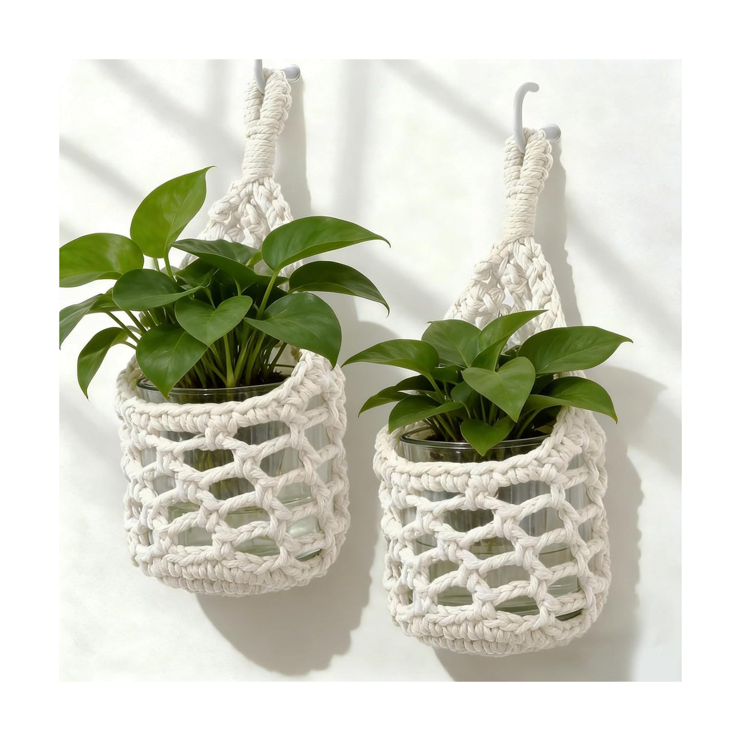 Macrame Wall Plant Hanger / Ivory / 4-inch / 4 Inch