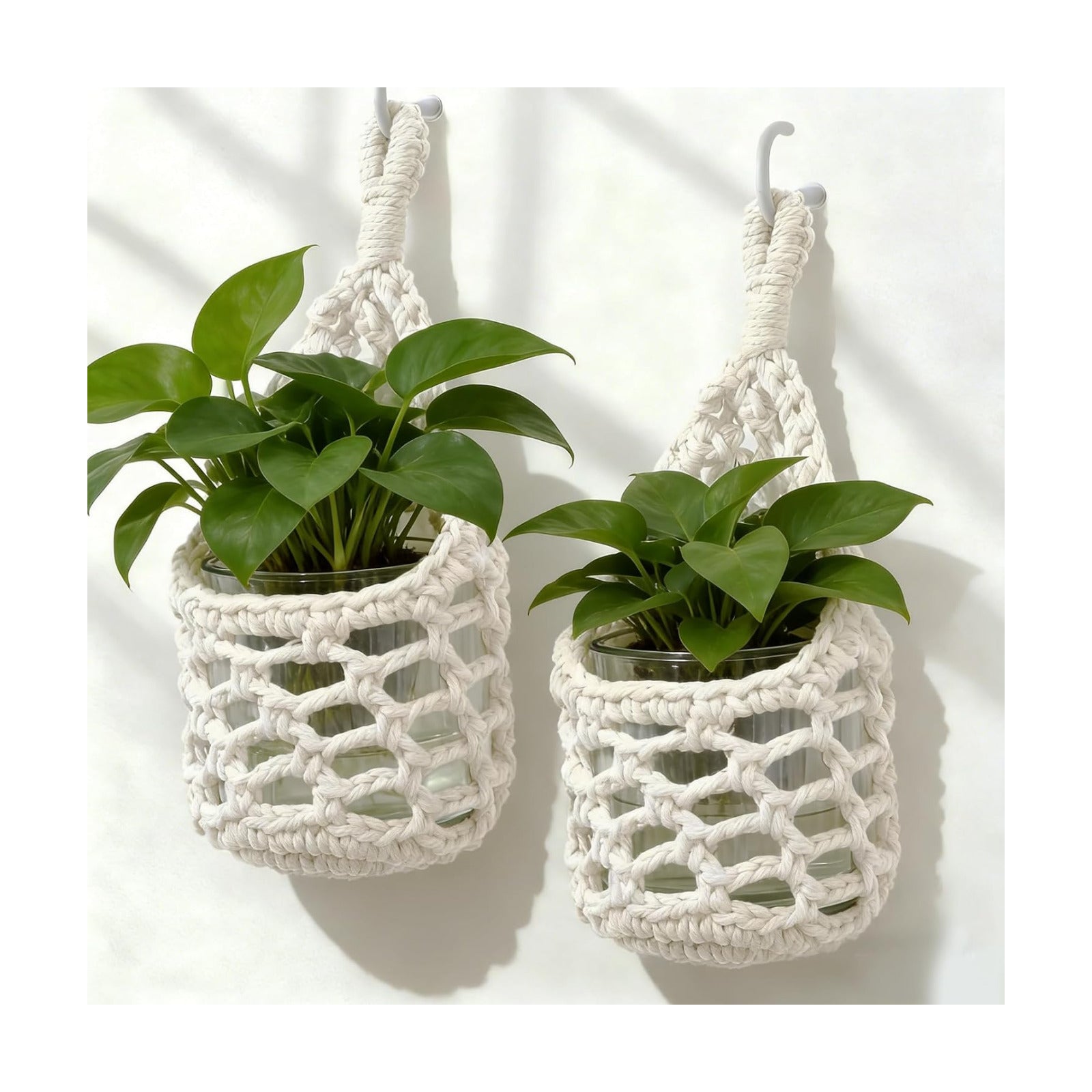 Macrame Wall Plant Hanger / Ivory / 4-inch / 4 Inch