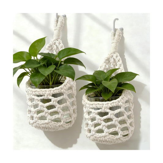 Macrame Wall Plant Hanger / Ivory / 4-inch / 4 Inch
