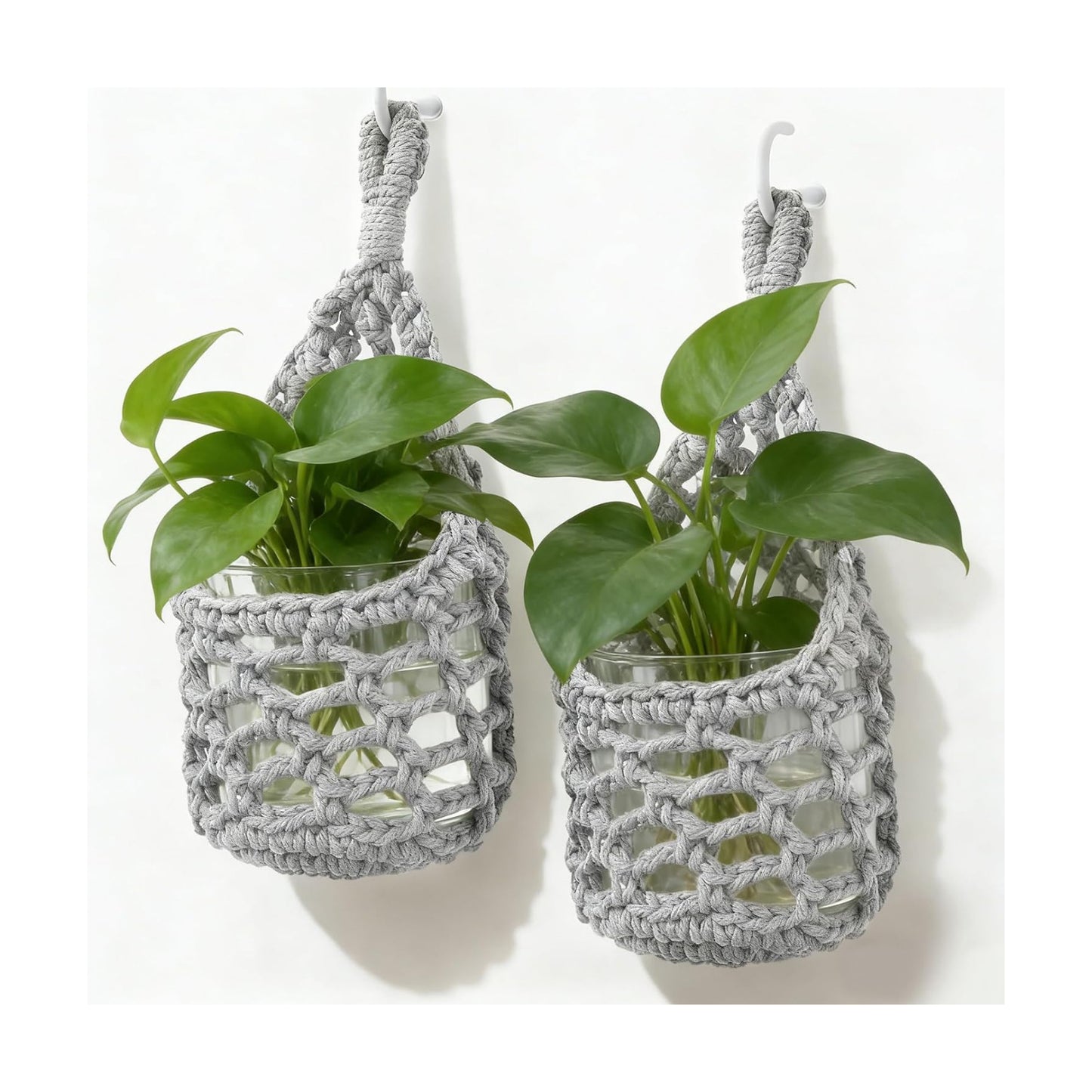 Macrame Wall Plant Hanger / Gray / 4-inch / 4 Inch