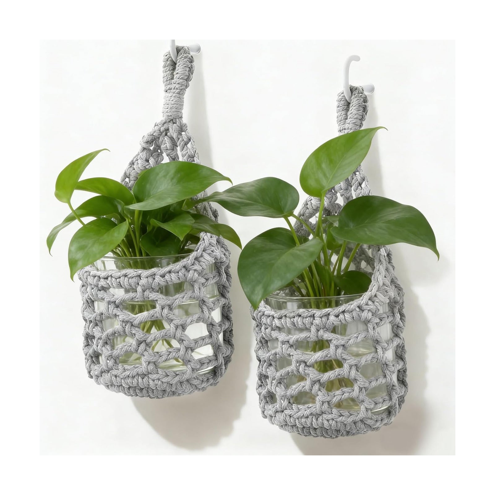 Macrame Wall Plant Hanger / Gray / 4-inch / 4 Inch