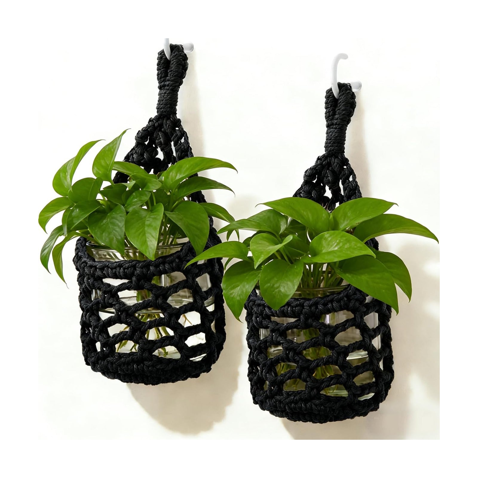 Macrame Wall Plant Hanger / Black / 4-inch / 4 Inch