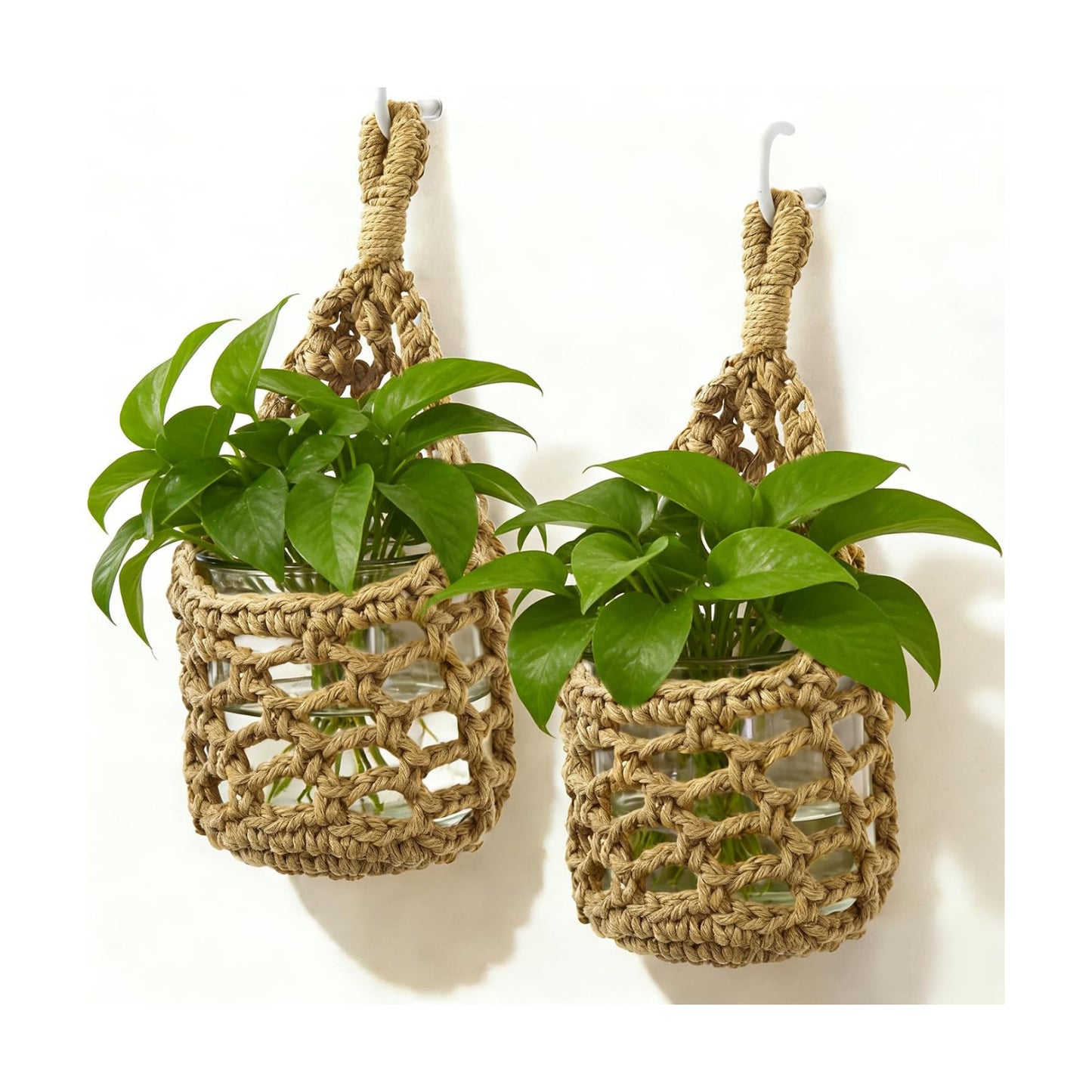Macrame Wall Plant Hanger / Brown / 4-inch / 4 Inch