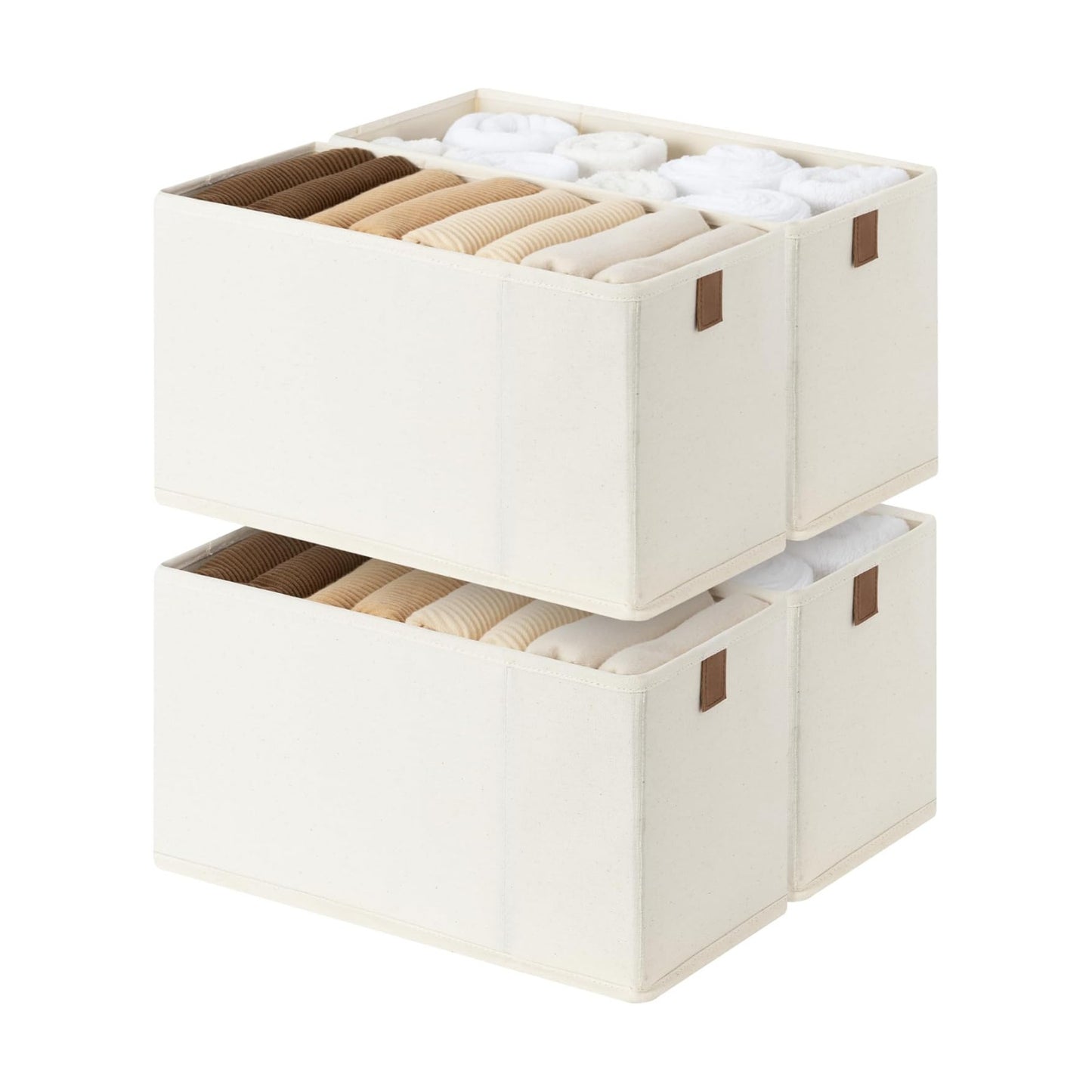 Small Storage Bins / Beige / 6.25'' Width / Set of 4