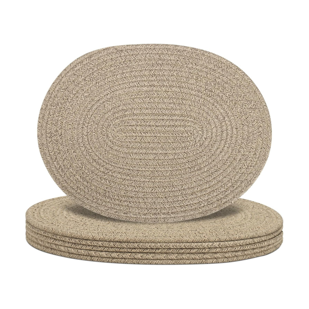 Oval Woven Placemats Set of 6, Boho Cotton Rope Braided Table Mats, 17x13 Inches Non Slip Heat Resistant Place Mats for