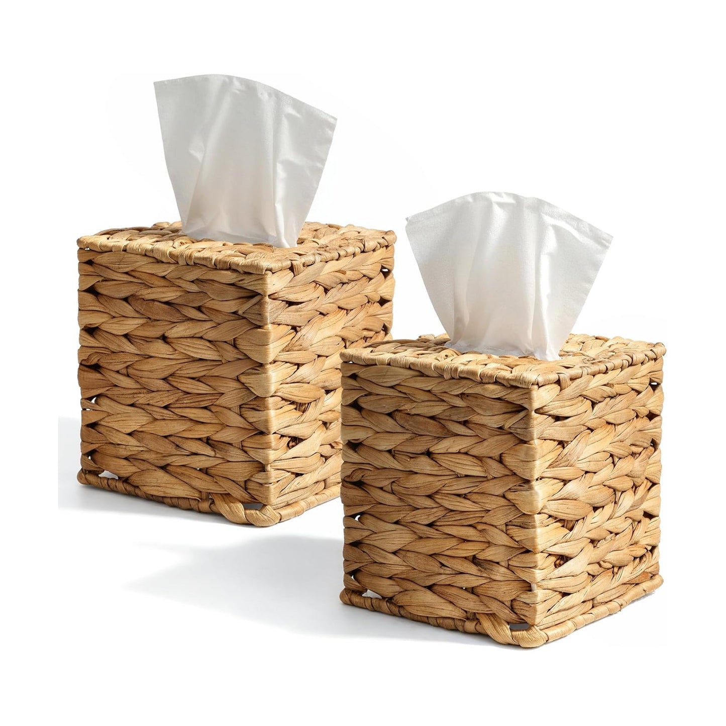 Water Hyacinth Handwoven Tissue Box Cover Handmade Napkin Tissue Box Holder / Natural / Set of 2