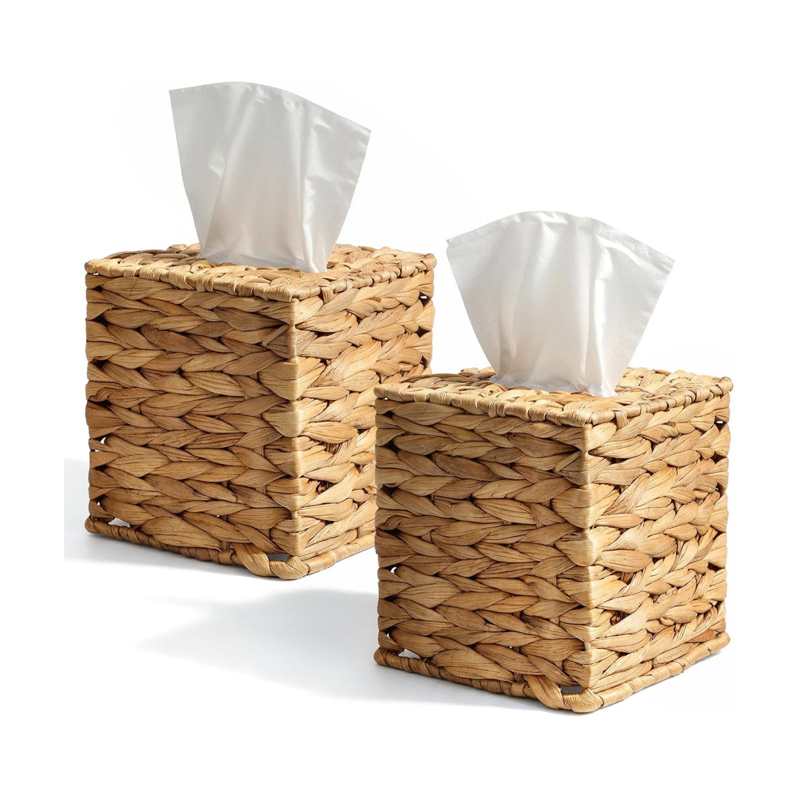 Water Hyacinth Handwoven Tissue Box Cover Handmade Napkin Tissue Box Holder / Natural / Set of 2