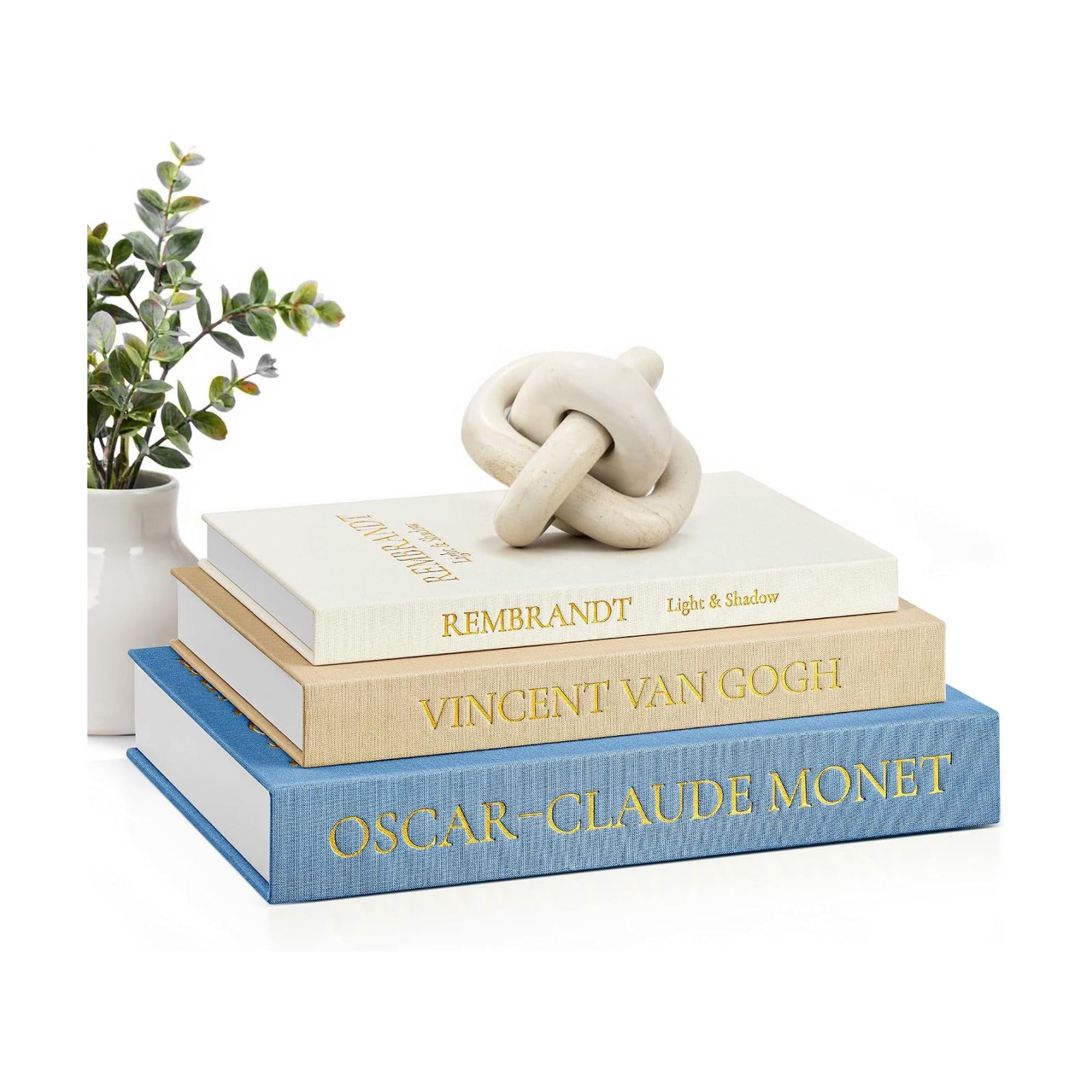JARLINK Aesthetic Decorative Books, Set of 3 Linen Faux Book Boxes, Blue
