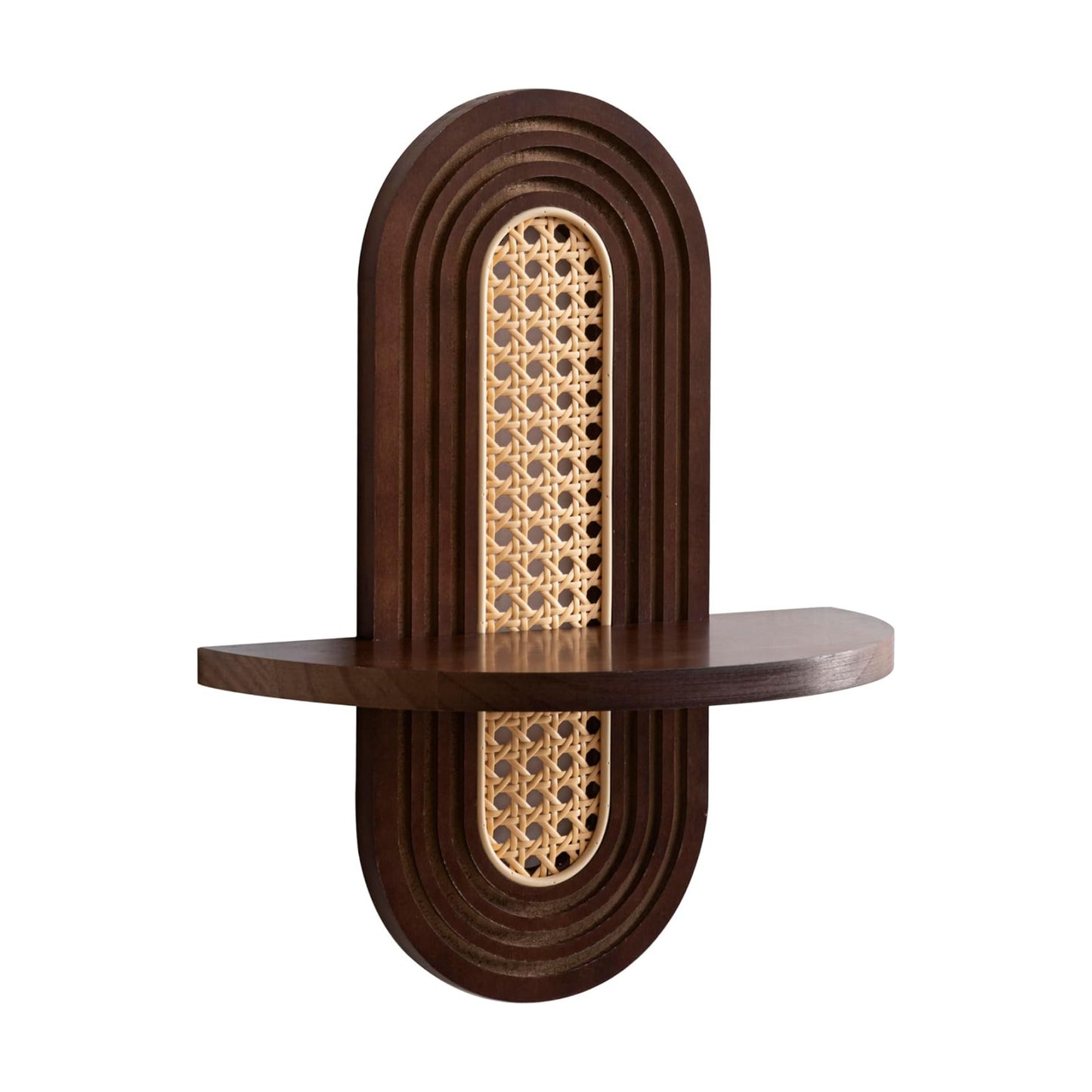 Boho Decor Wall-Mouted Shelves Book Display Rattan Shelf / Brown