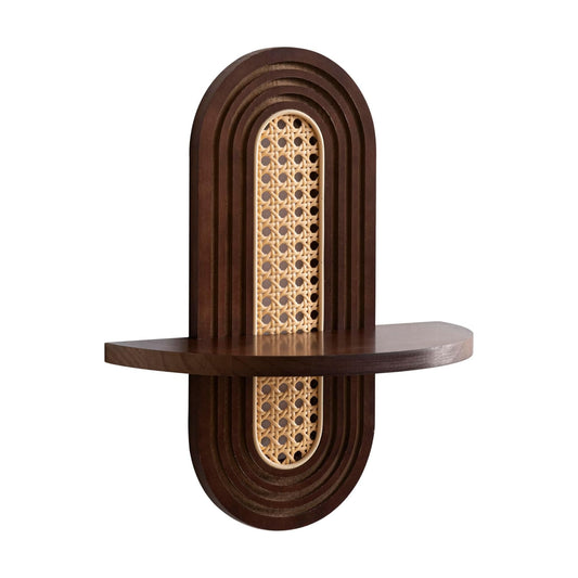 Boho Decor Wall-Mouted Shelves Book Display Rattan Shelf / Brown