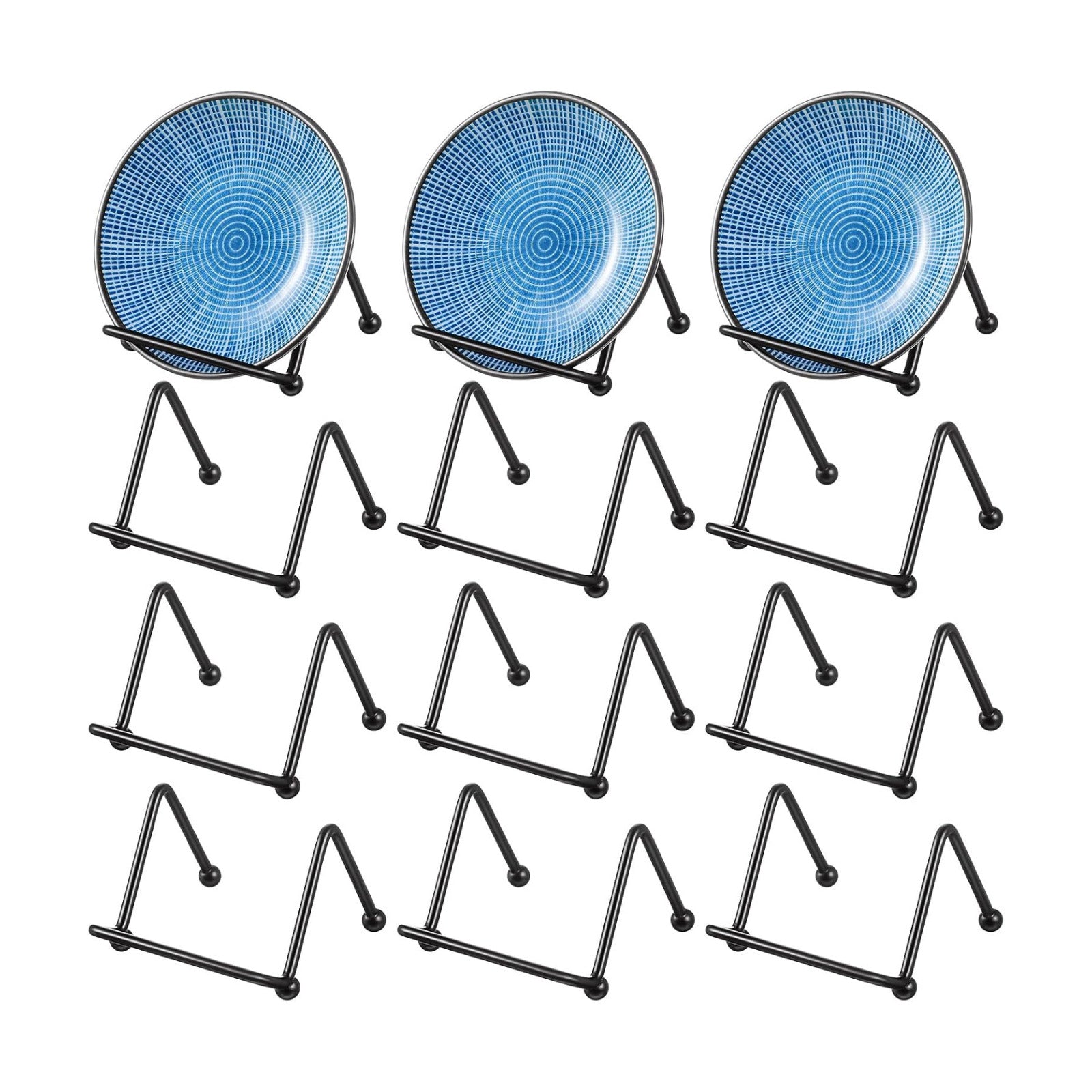 Small Plate Holder Display Stands Mini Metal Frame Stand for Picture / Black / 2 Inch / Set of 12