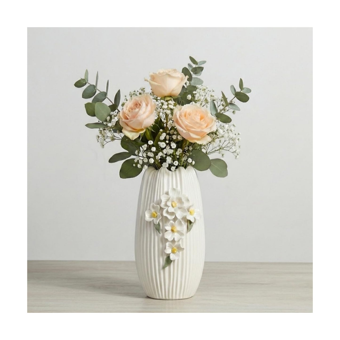 Modern Boho Vases for Centerpieces / White and Yellow / 9 Inch