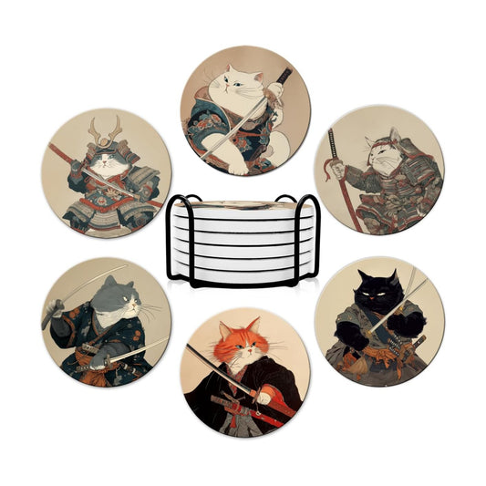 Round Absorbent Ceramic Stone Coasters / Set of 6