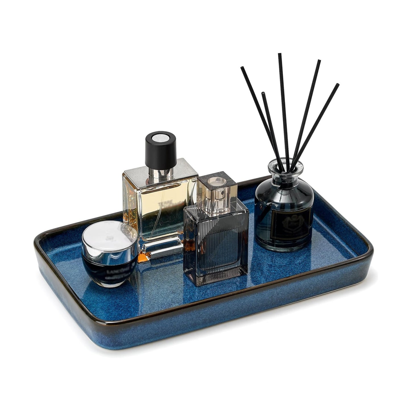 Bathroom Vanity Tray for Countertop- Ceramic Decorative / Kiln-transformed Blue-1 Pc / 10 x 6 x 1