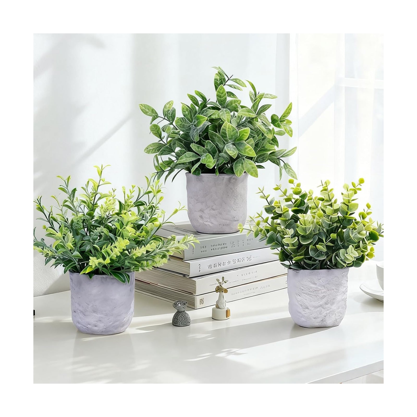 Potted Artificial Plants / A Sage Green / Set of 3